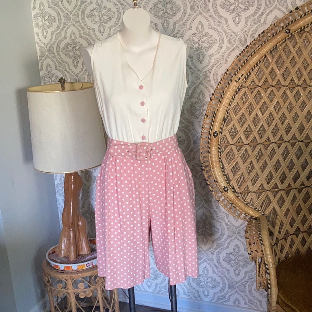 Vintage polka dot romper with belt